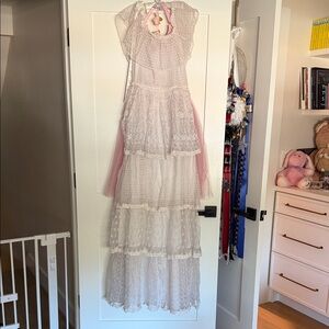 LoveShackFancy White Lace Maxi Dress